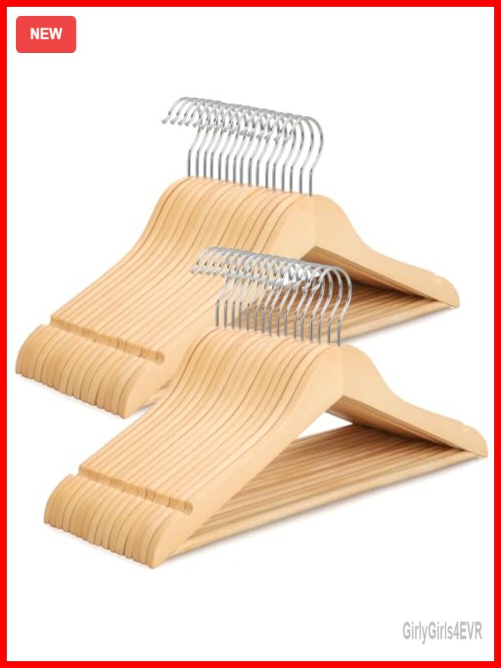 Maple Wood Coat Hangers 30 Pack Non-Slip Notches 360 Swivel Hook